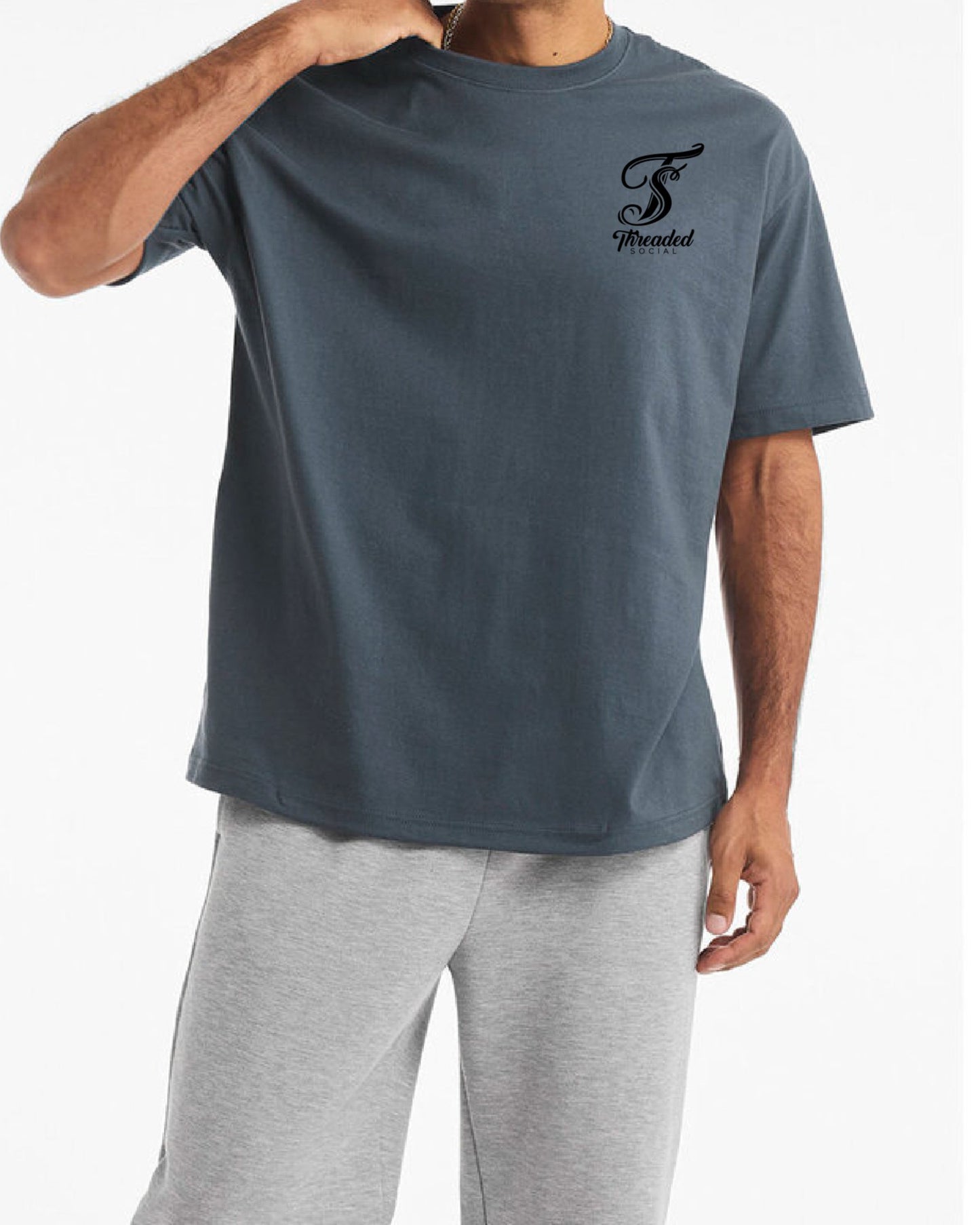 Short Sleeve Heavyweight oversized tee shirt with left chest logo