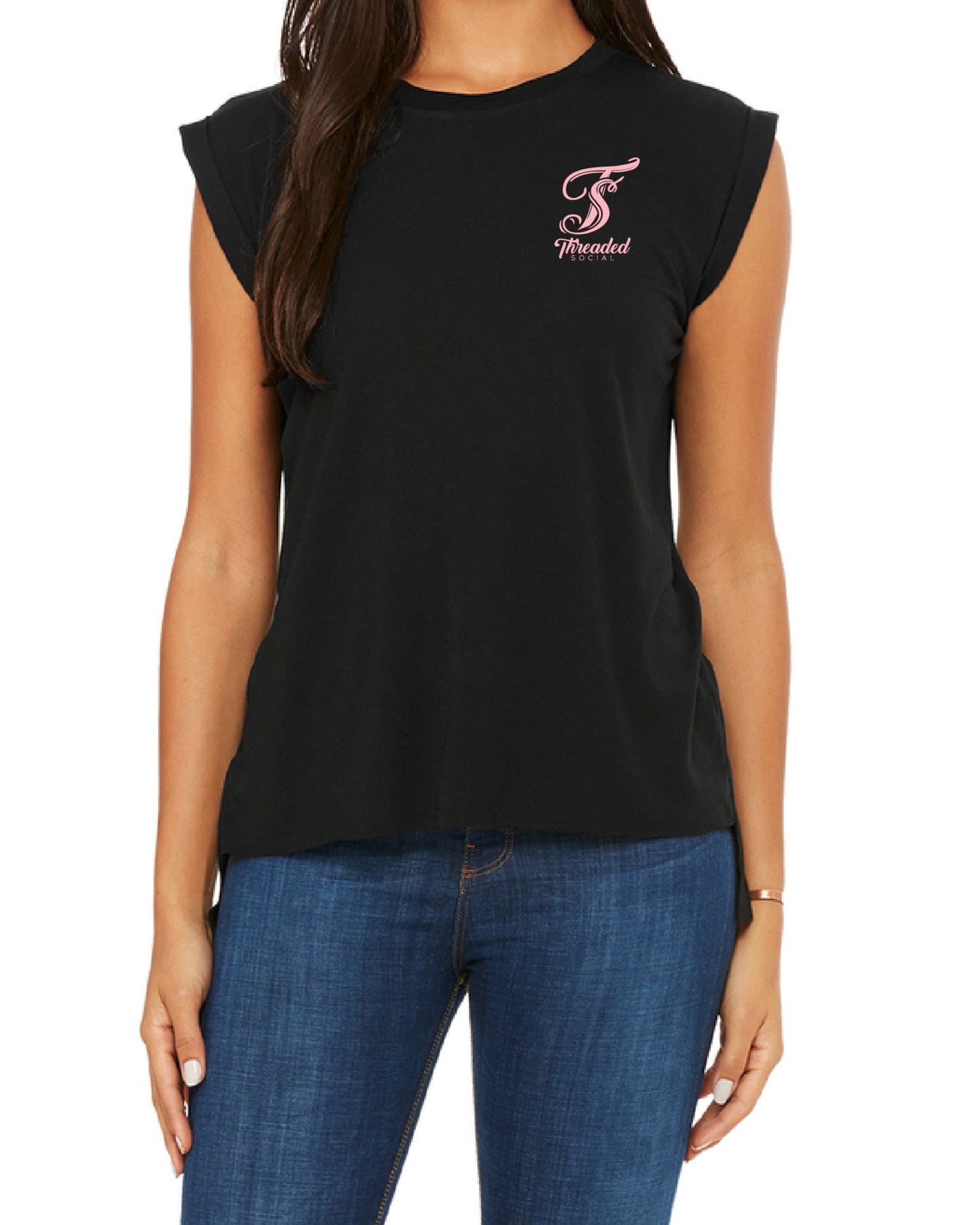 Flowy Muscle T-Shirt With Rolled Cuffs