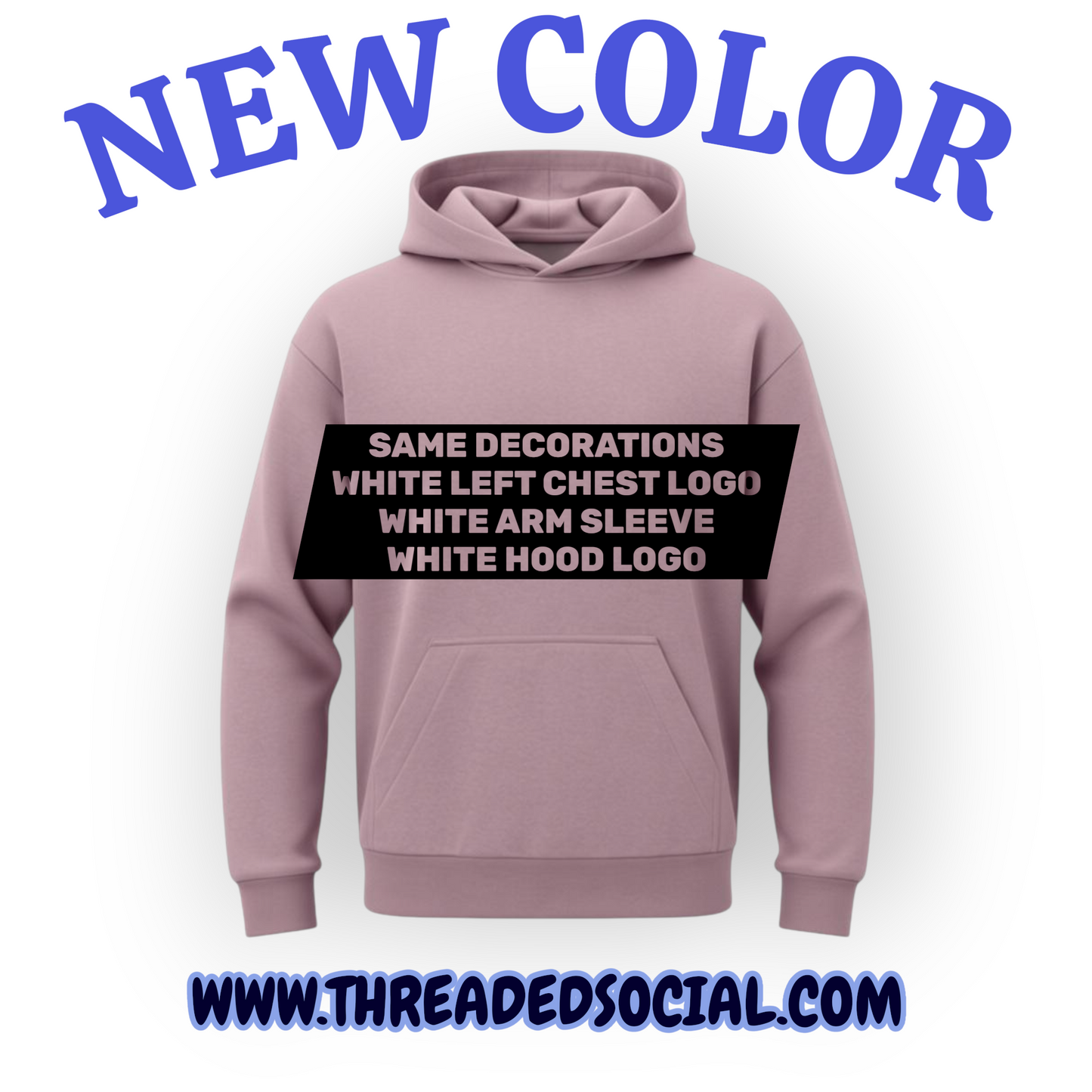 Hoodie - Oversized box style - Left chest, Hood and Sleeve decoration